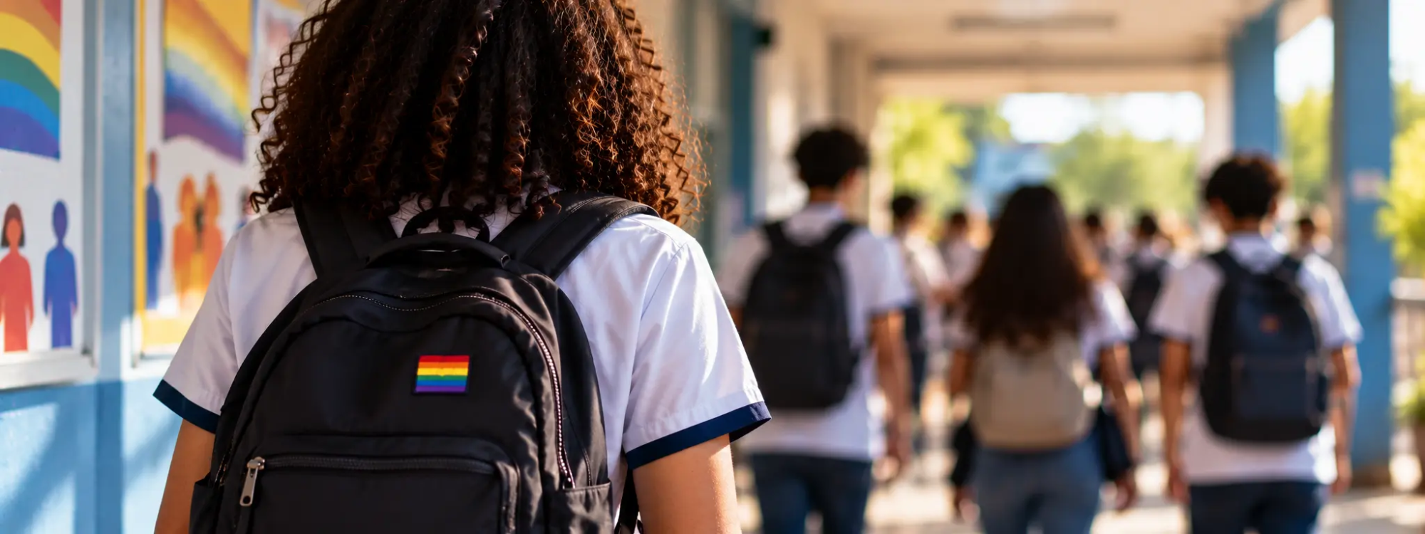 Corredor Escolar com Orgulho e Inclusão